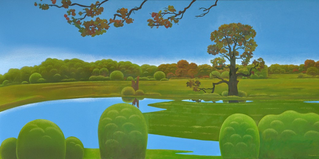 Detail obrazu CHKO Soutok od Antonína Vojtka.